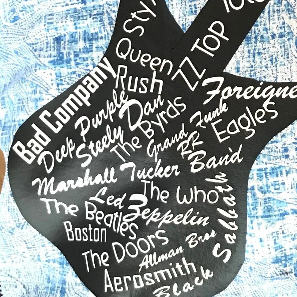 Handmade Pillow Cover, 1970s Rock Bands Guitars Music Room Decor 18 x 18 inches